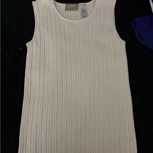 Liz Claiborne Cream Ribbed Sleeveless Sheath Top